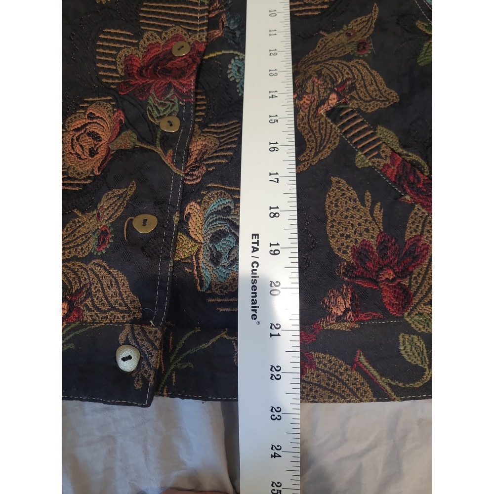 Vtg. Norm Thompson boho black textured floral jean style jacket Women SZ S - Picture 9 of 11